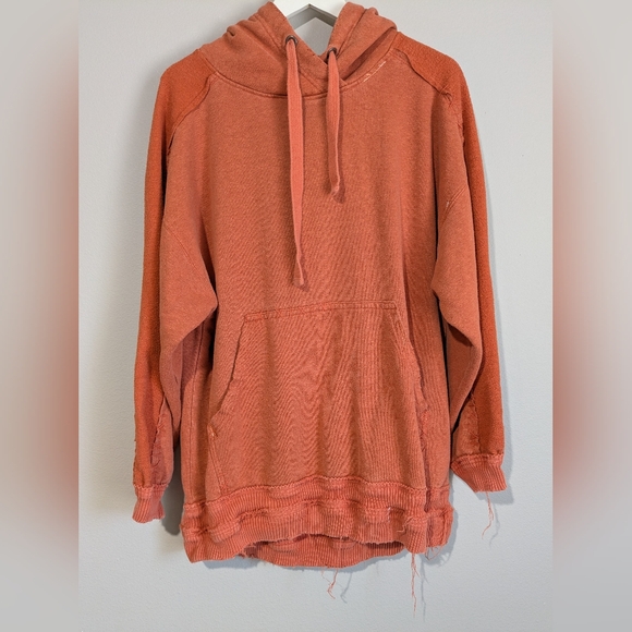 Free People Movement Deconstructed Orange Oversize Boyfriend Sweatshirt Hoodie S - Picture 2 of 12